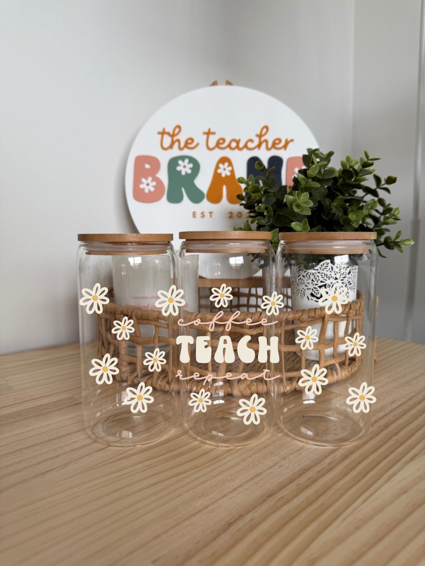 Coffee Teach Repeat Glass Tumbler