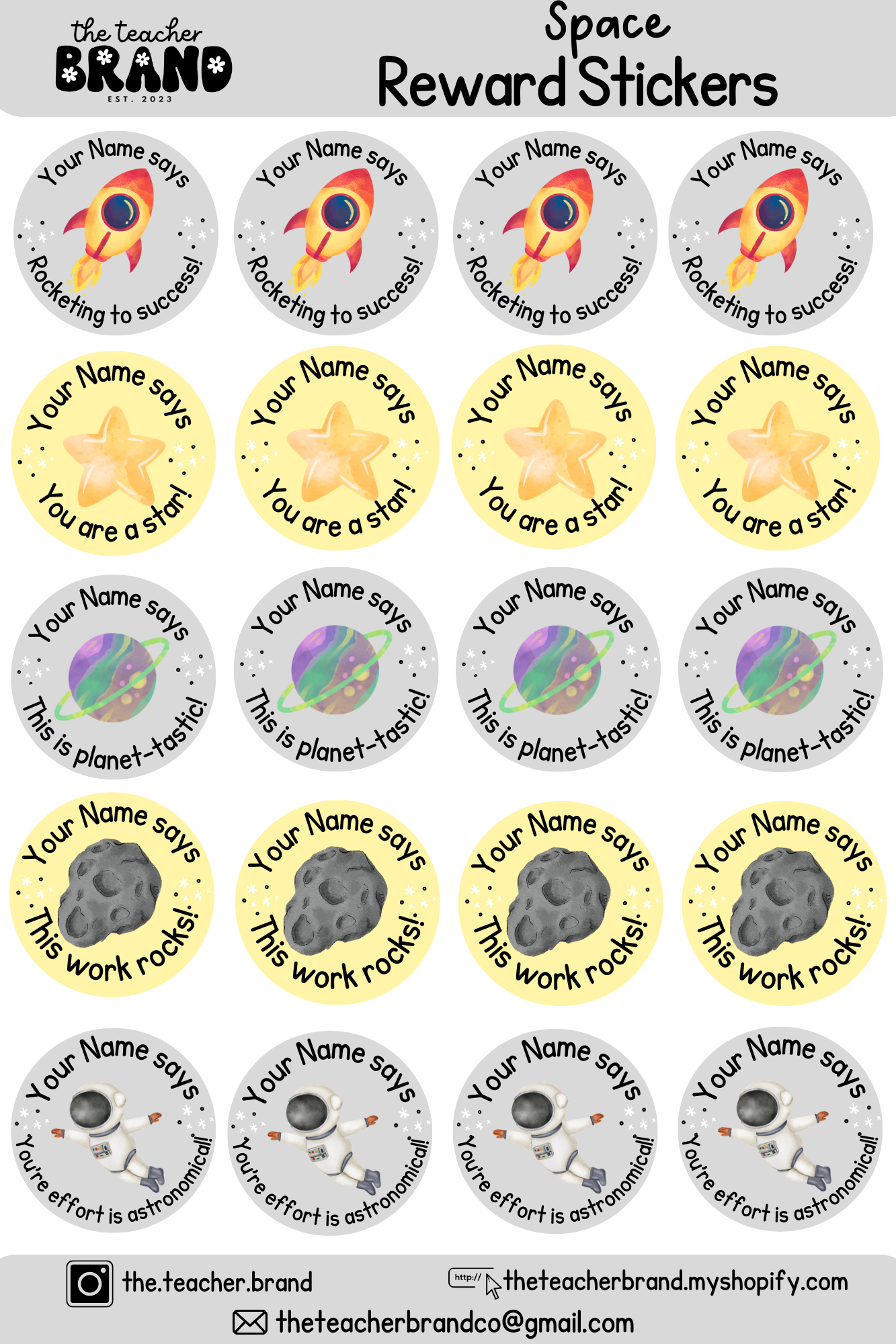Space Sticker Sheets