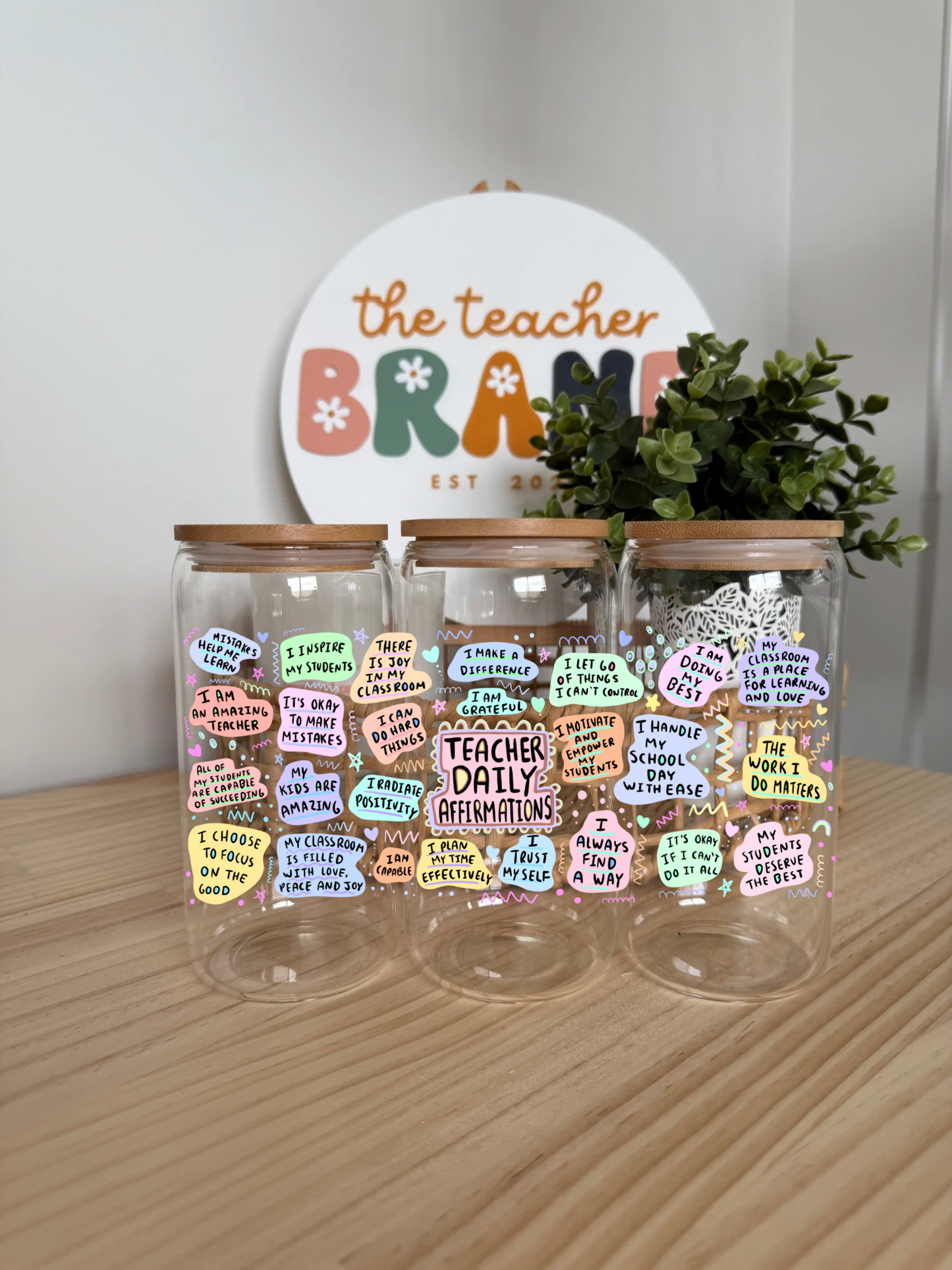 Daily Teacher Affirmation Glass Tumbler