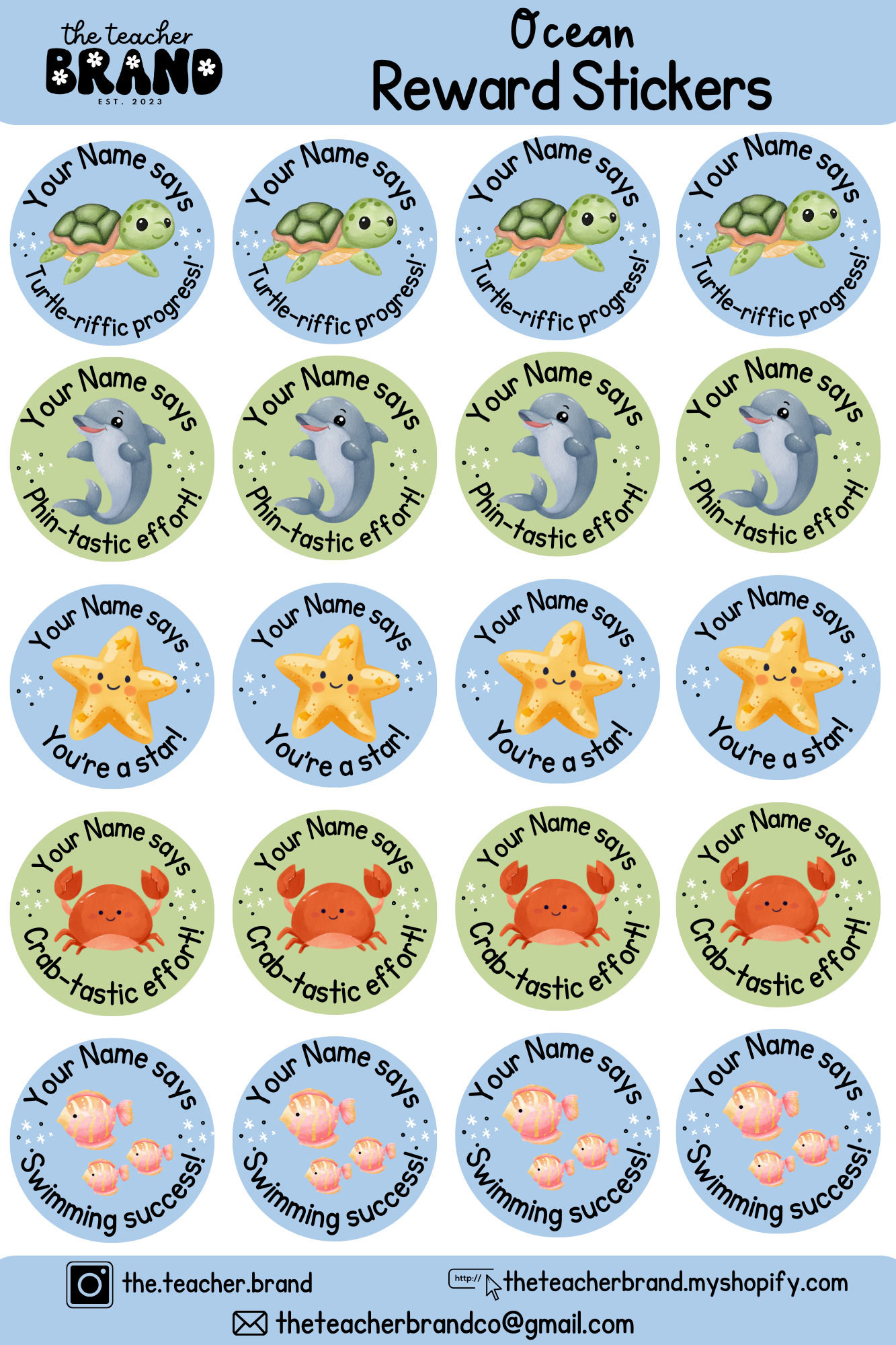 Ocean Sticker Sheets