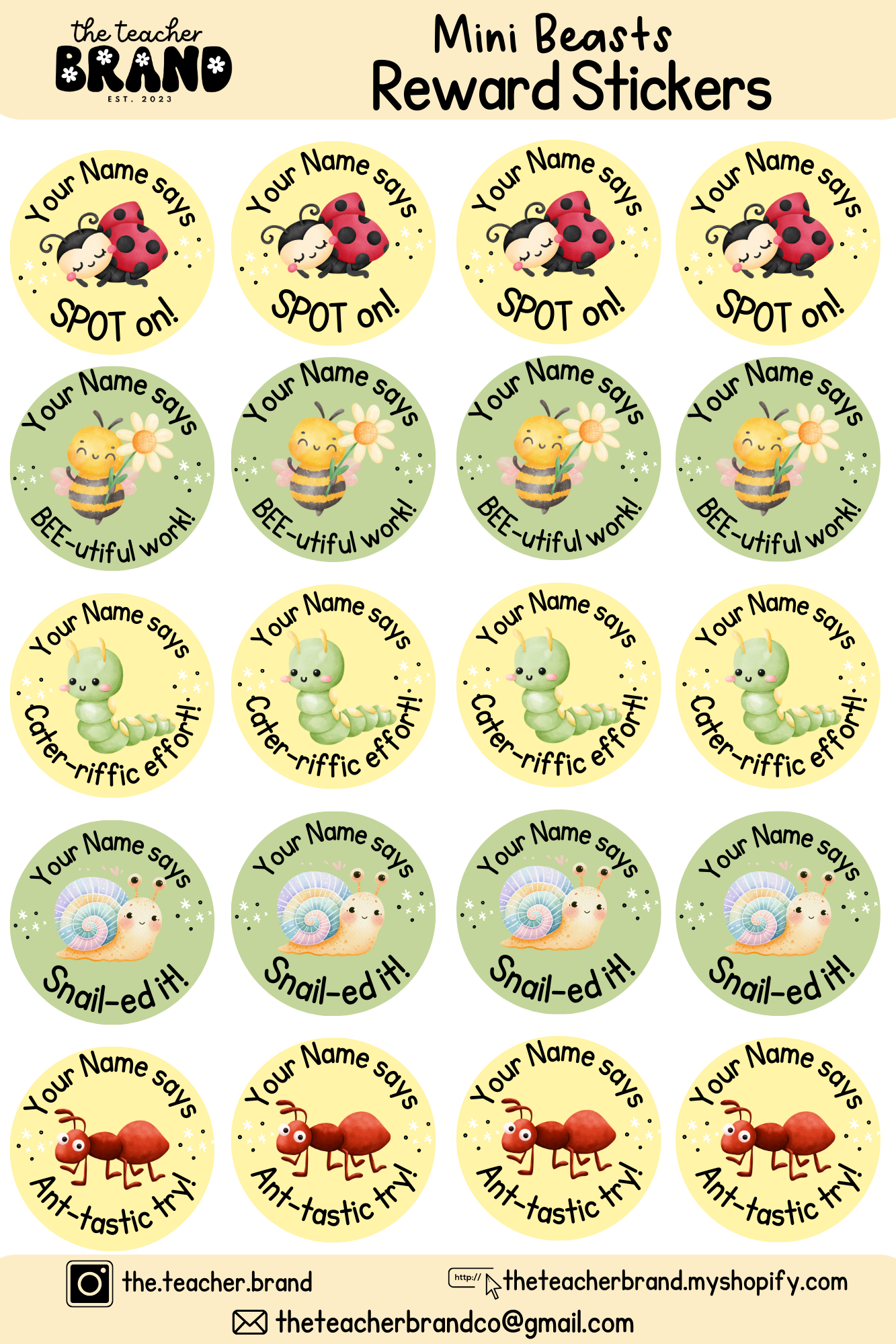 Mini Beasts Sticker Sheets