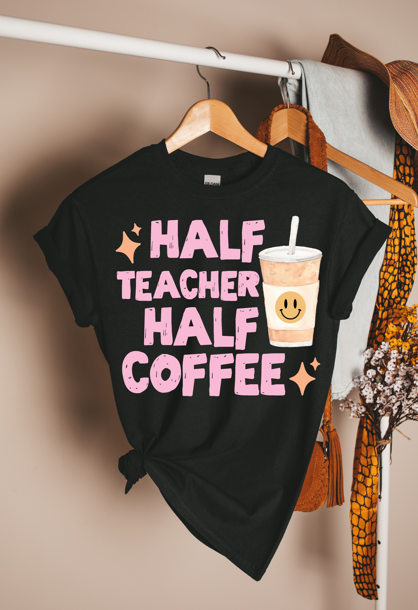 Half Coffee Half Teacher T-shirt