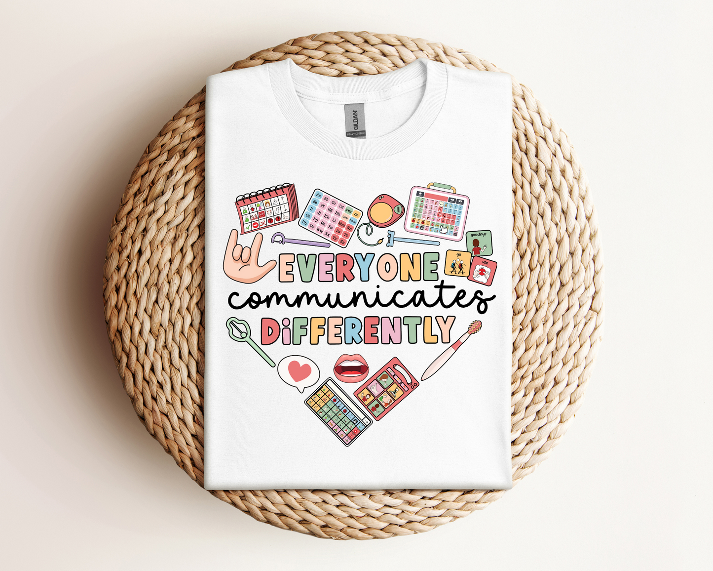 Everyone Communicates Differently Teacher T-shirt