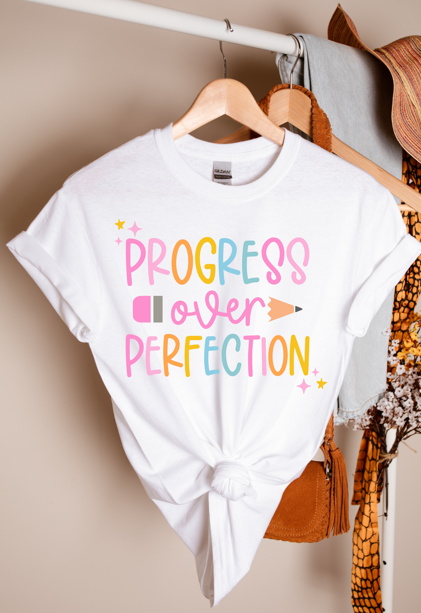 Progress over Perfection Pencil Teacher T-shirt