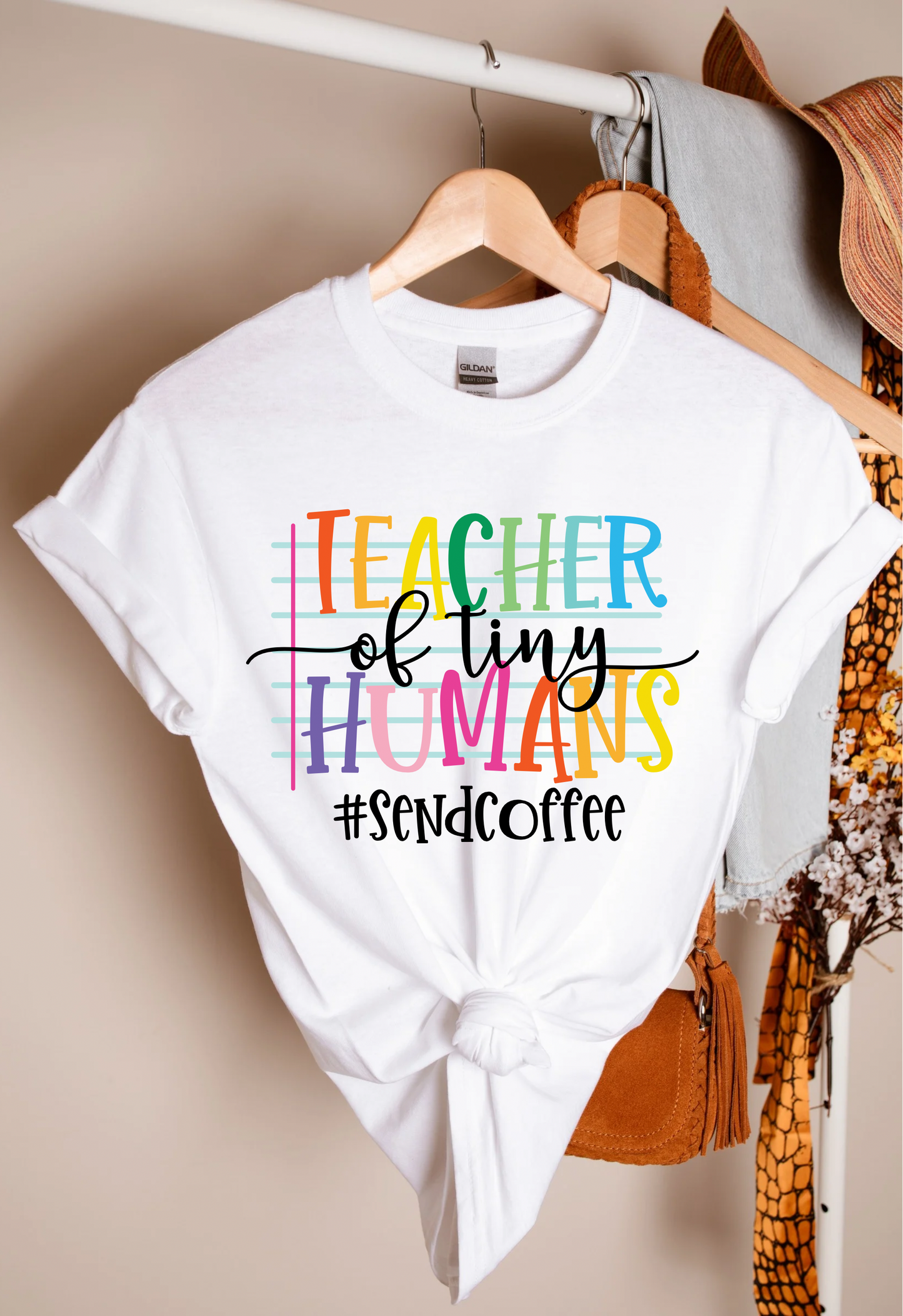 Teacher of Tiny Humans #sendcoffee T-shirt
