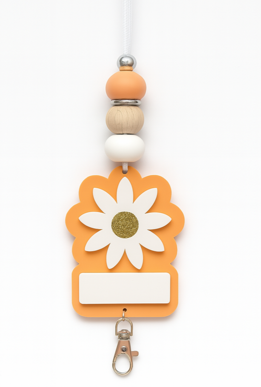 Tangerine Daisy Lanyard