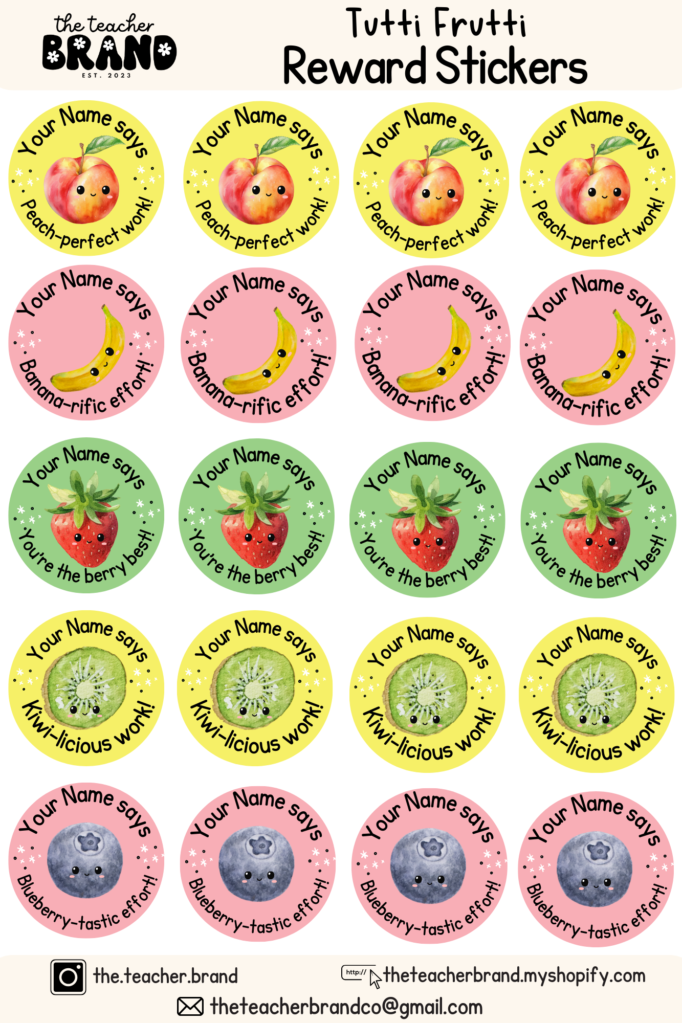 Fruit Sticker Sheets