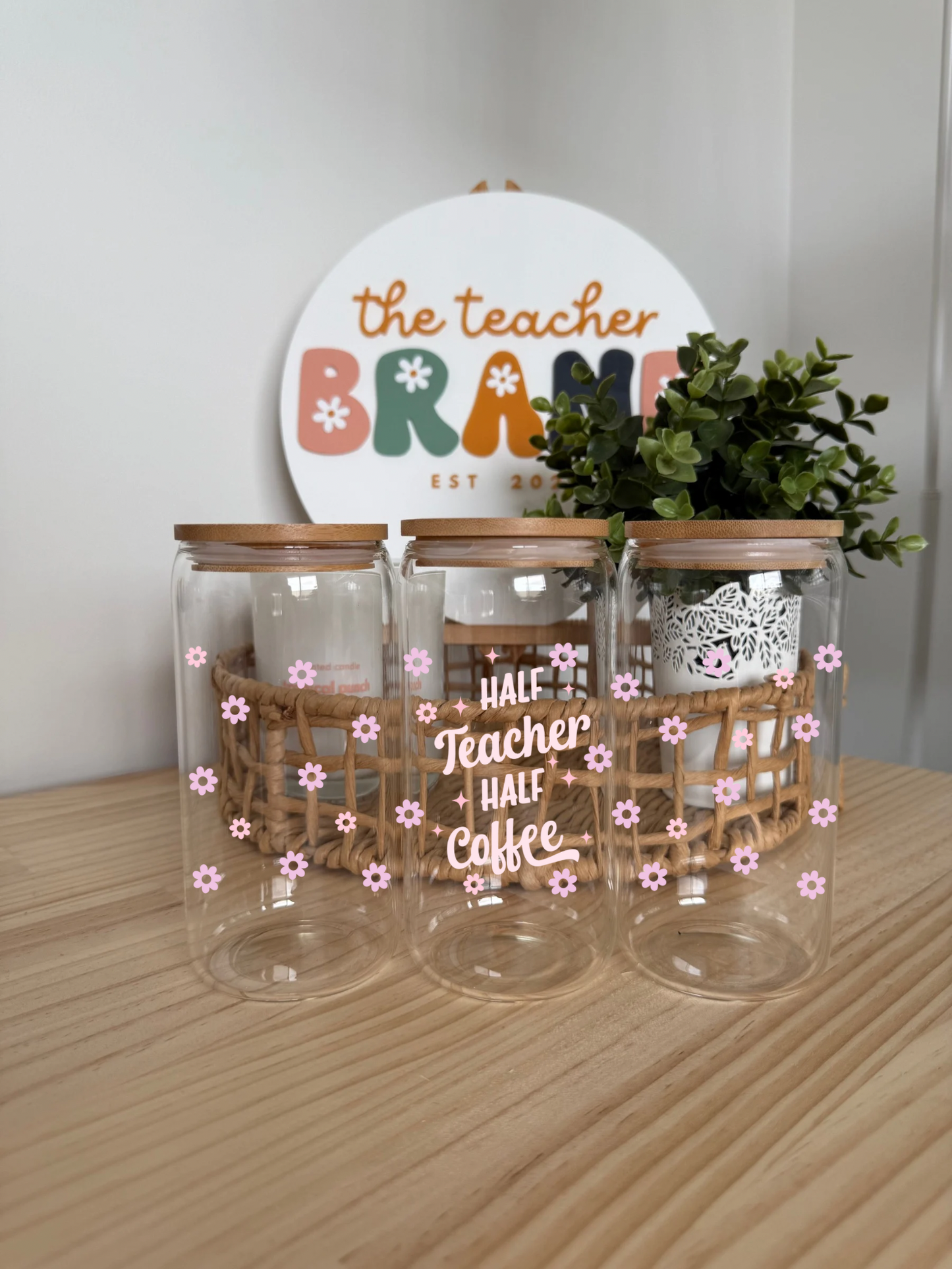Half Teacher Half Coffee Glass Tumbler