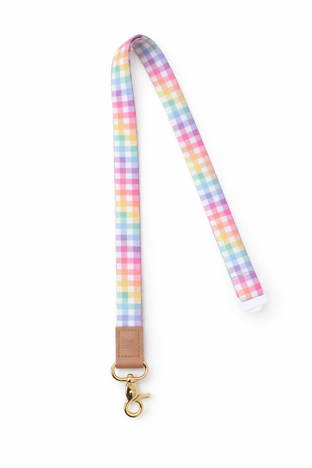 Rainbow Gingham Fabric Lanyard