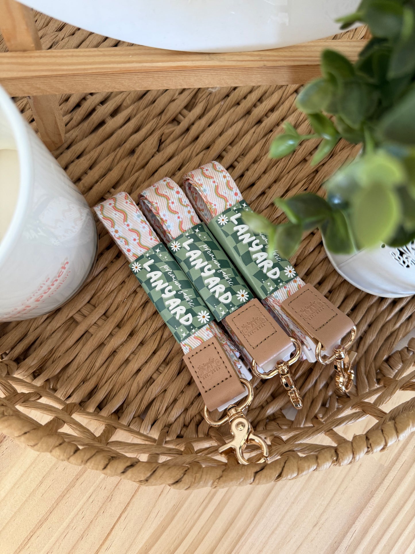 Boho Daisy Fabric Lanyard
