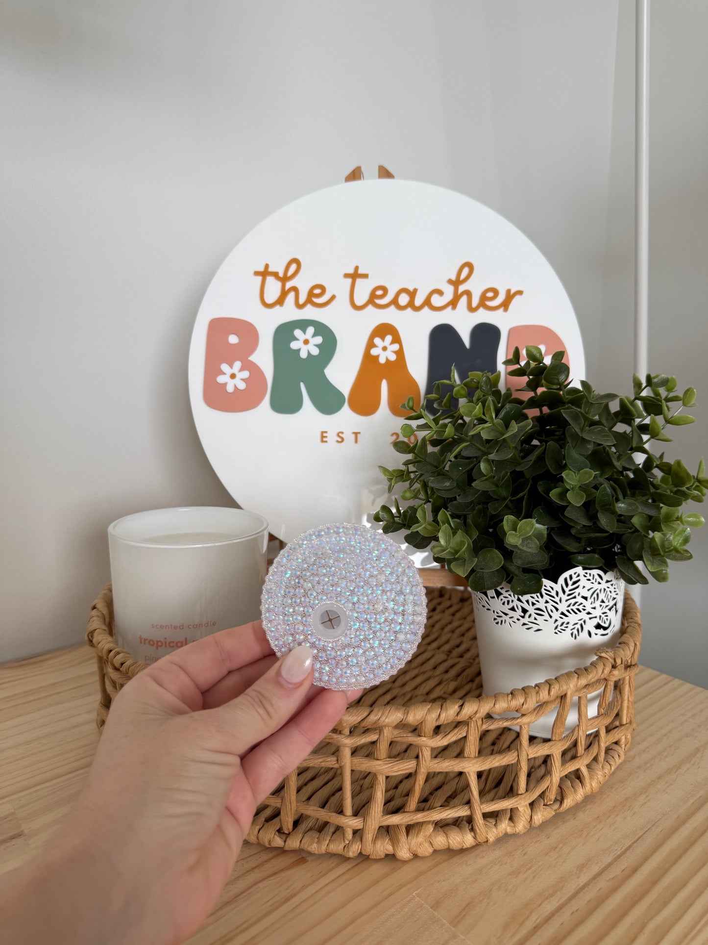Bedazzled Glass Tumbler Lid - Transparent
