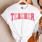 Pink Glitter Collage Teacher T-shirt