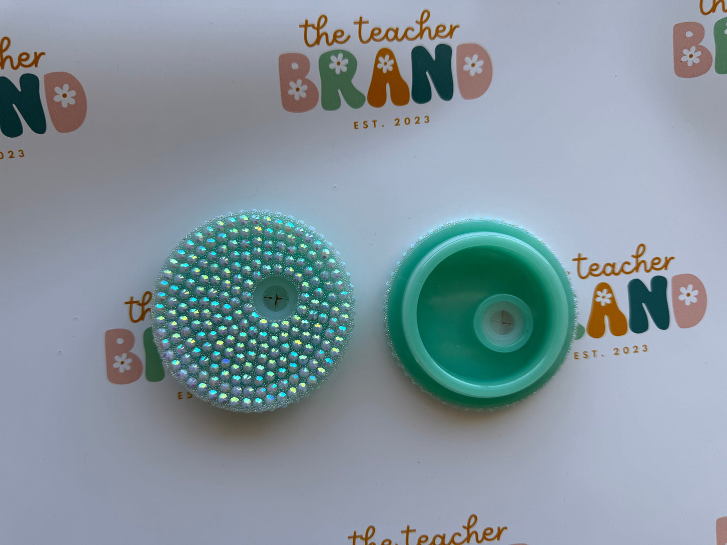 Bedazzled Glass Tumbler Lid - Green