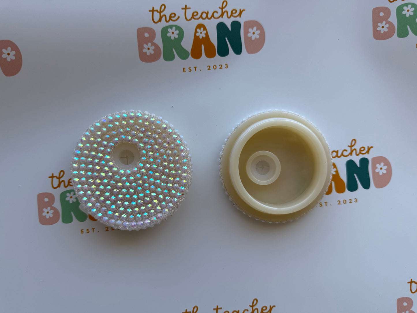 Bedazzled Glass Tumbler Lid - White