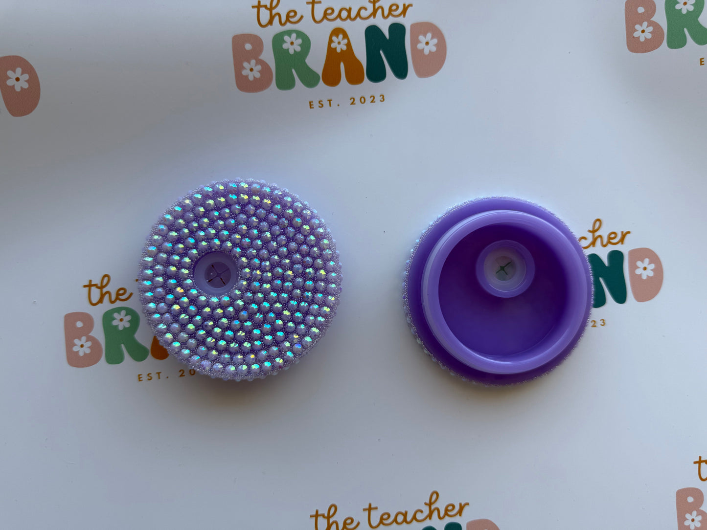 Bedazzled Glass Tumbler Lid - Purple