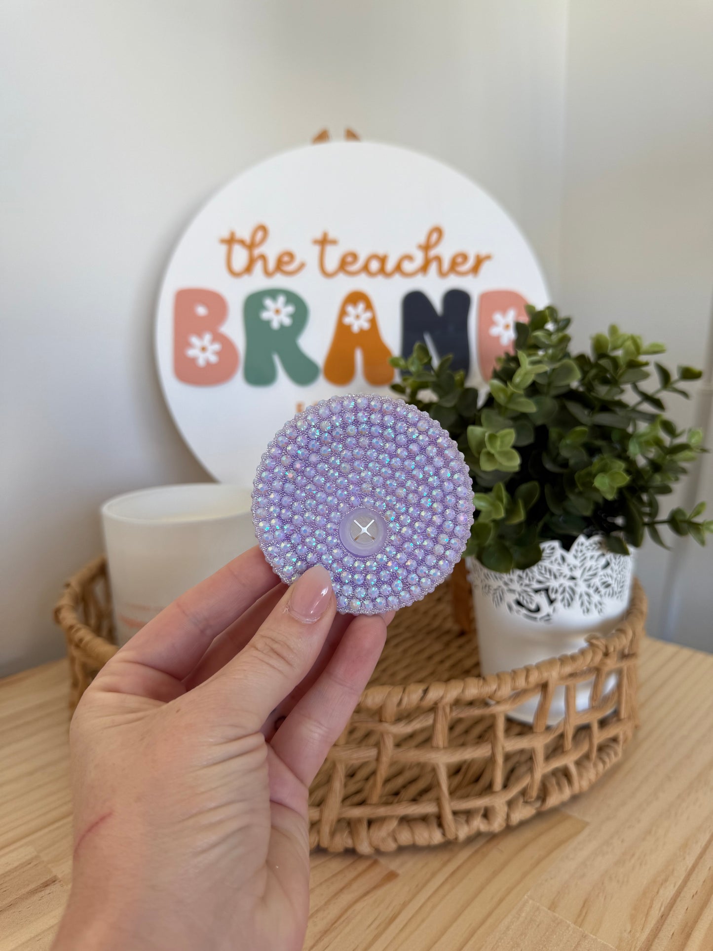 Bedazzled Glass Tumbler Lid - Purple
