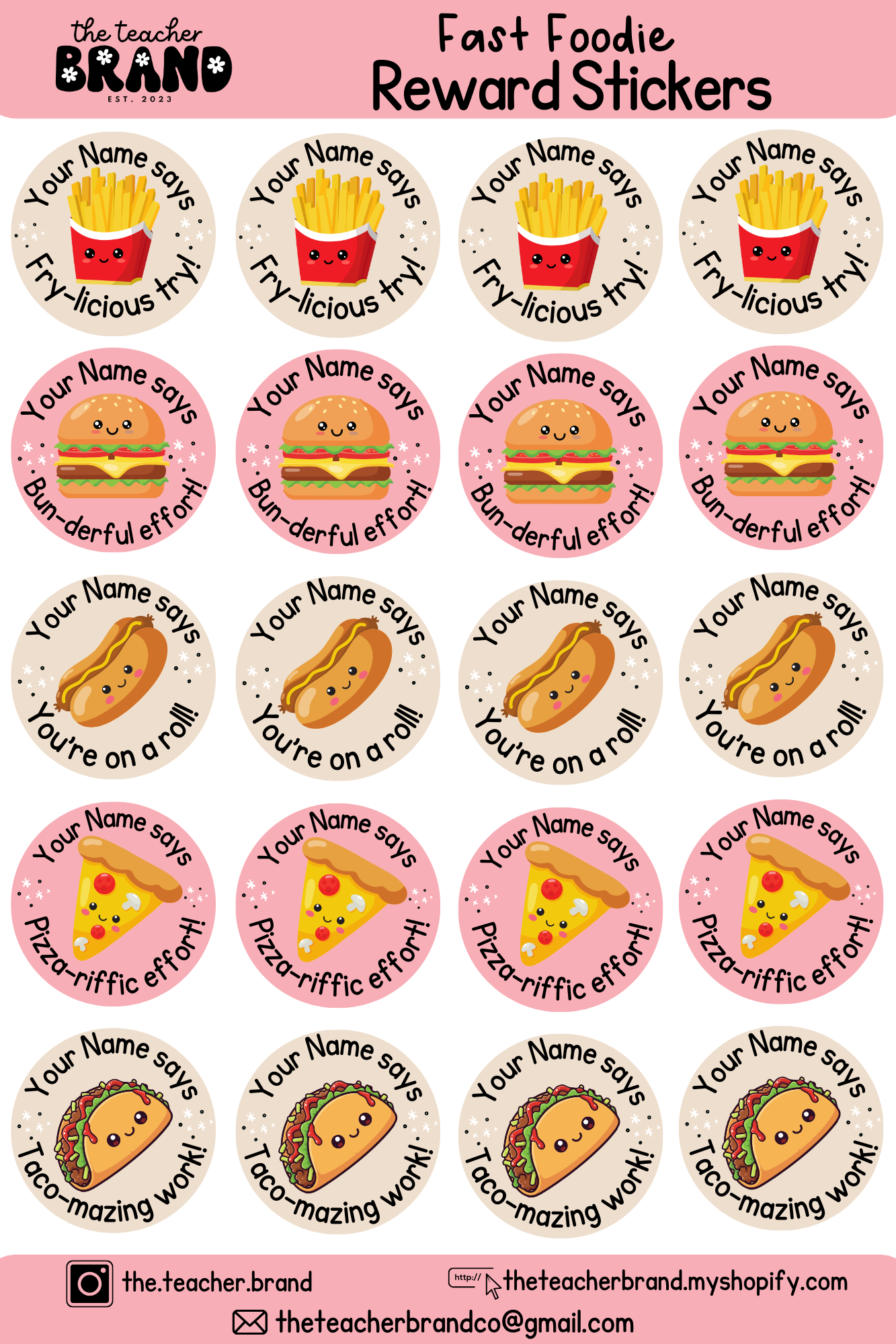Fast Foodie Sticker Sheets