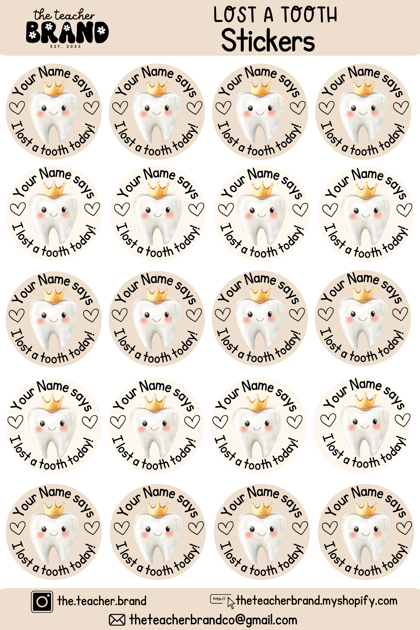 Lost a Tooth Sticker Sheets
