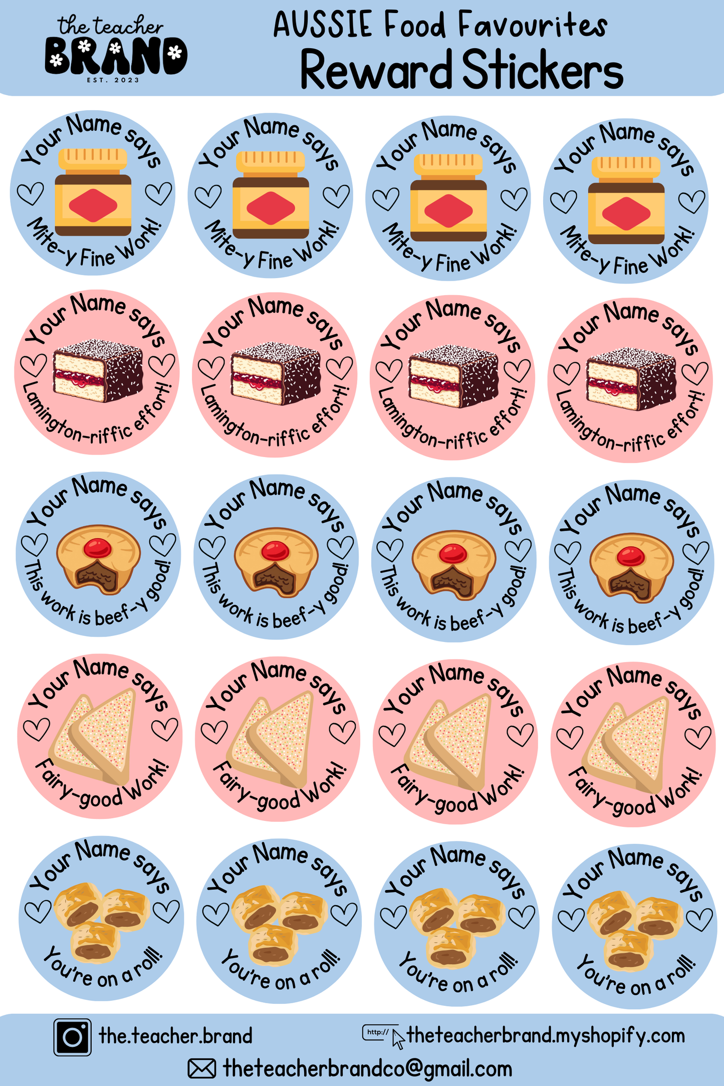 Aussie Food Favourites Sticker Sheets